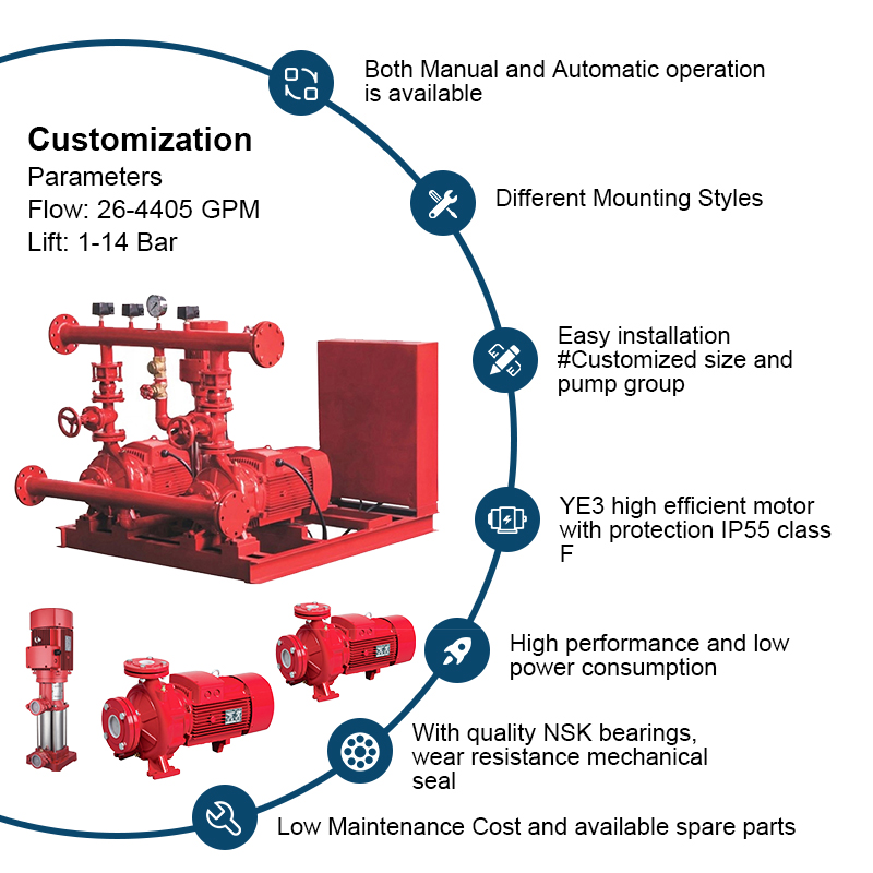 La pompa antincendio EEJ con pompa antincendio ad aspirazione centrifuga imposta 500 GPM